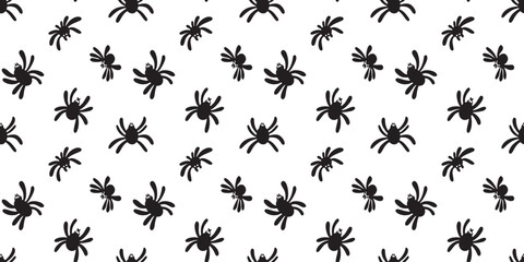 Seamless spider silhouette pattern on white background. Cute spider pattern. Design for printing, paper, packaging. Halloween Pattern. Vector flat illustration