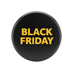 Fototapeta premium Black friday button isolated on transparent background, a promotional event for shopping