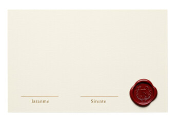 Elegant certificate with red wax seal isolated on beige paper, formal document for awards and achievements