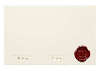 Elegant certificate with red wax seal isolated on beige paper, formal document for awards and achievements