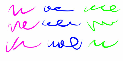 Colorful scribble line art design featuring pink blue and green brush strokes