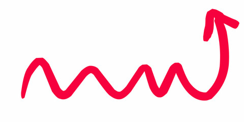 Wavy red arrow pointing upward symbolizing growth and positive trend