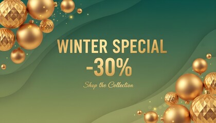 Festive winter banner promoting special seasonal offers. Bright, eye-catching design with snowflakes, cool colors, and cheerful holiday shopping vibe.
