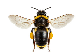 Isolated Bumble Bee in Full View, Insect with Wings, Pollen, Yellow and Black, Bug on Display