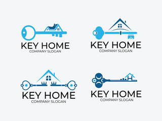 Modern Key Home Logo Design for Real Estate Branding, Real Estate Key Logo for Home and Property Agency
