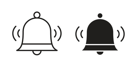 Notification bell icon outline illustration sign