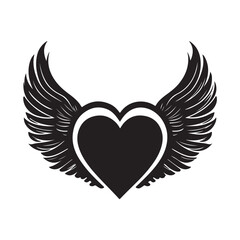 Winged heart vector illustration in a modern and elegant cartoon style. The design features a love symbol with wings that represent freedom, compassion, and hope.