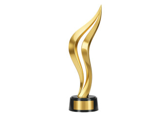 Golden trophy award isolated on transparent background, elegant prize for achievements and recognition in sports and business