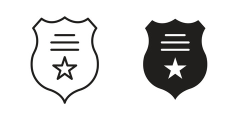 Police badge icon outline illustration sign
