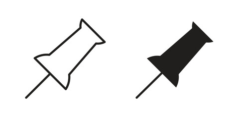 Push pin icon outline illustration sign