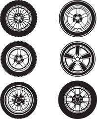 Black vehicle wheels and tires automotive transportation