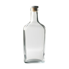 Transparent Glass Bottle on Light Gray Background Isolated