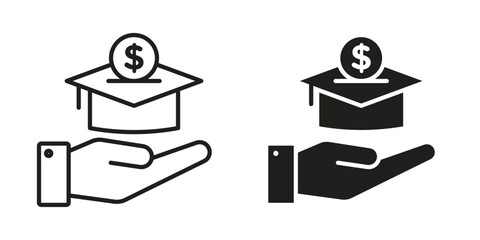 Scholarship fund icon outline illustration sign