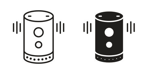 Smart speaker icon outline illustration sign