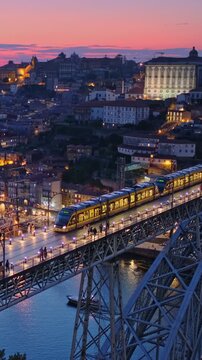 View of Porto city, Portugal in evening