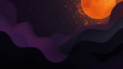 Biomorphic Abstract Halloween Background in Mysterious Gradient for Holiday Greeting Cards