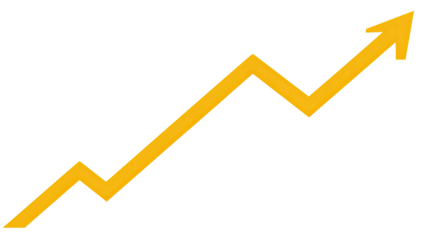 Golden upward-pointing zigzag arrow, symbolizing growth, progress, and positive trends on a black background