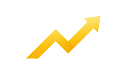 A yellow, upward-pointing arrow icon, stylized with a zig-zag movement, set against a black backdrop