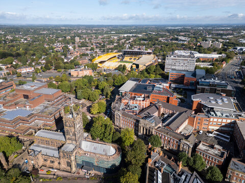Overall view of downtown Wolverhampton city centre in the West Midlands, England