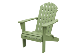 Green Adirondack chair isolated, outdoor furniture for patio or garden relaxation and backyard decor