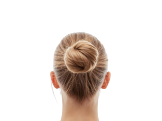 Hairstyle on a blonde's head isolated on transparent or white background, png