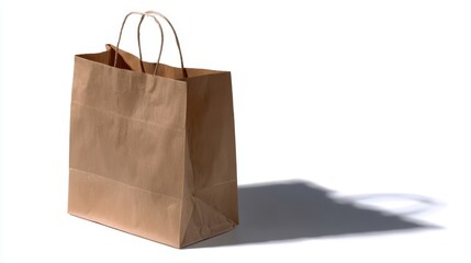Brown paper bag isolated on clean white background close up shot of brown paper bag empty crinkled resting on stark white surface