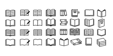 Line drawing icon set about various books