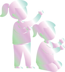 Gradient Two Children Playing Together