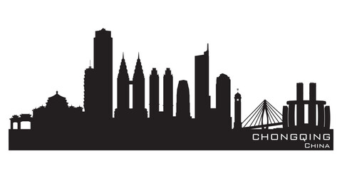 Chongqing China city skyline vector silhouette