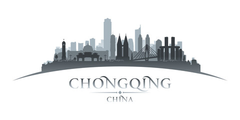 Naklejka premium Chongqing China city skyline silhouette