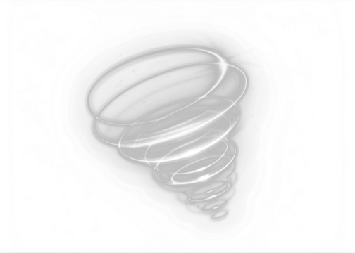 Abstract swirling white lines create a dynamic vortex effect on a transparent background, illustrating motion and fluidity in a captivating design concept