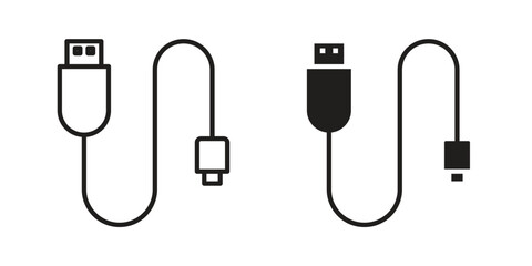 USB cable icon outline illustration sign