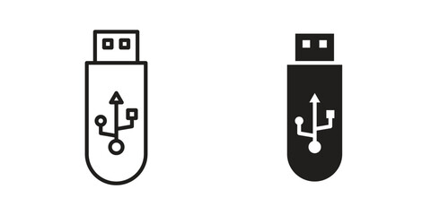 usb drive icon outline illustration sign