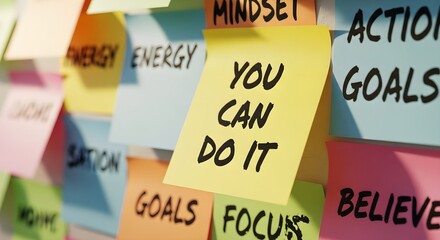 Goal Setting and Motivation Concept with Sticky Notes.