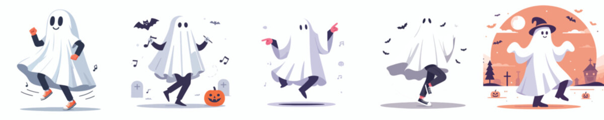 vector man halloween party ghost costume
