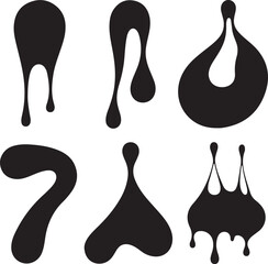 Six abstract fluid shapes blobs