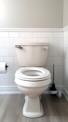 Elegant White Toilet in Modern Bathroom with White Subway Tile