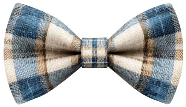 Close-up of a stylish, classic, checkered bow tie, showcasing detailed textures and elegant color palette