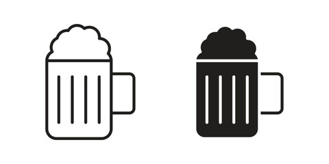 Beer mug icon flat black and white logo