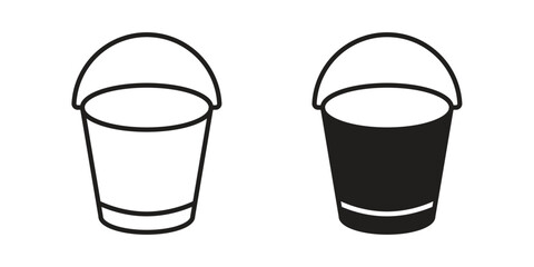 Bucket icon flat black and white logo