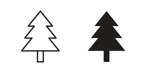 Christmas tree icon flat black and white logo