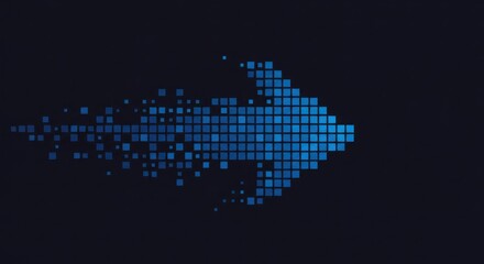 Digital arrow moving forward on dark background