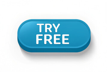 Shiny blue try free button png image for websites and apps call to action
