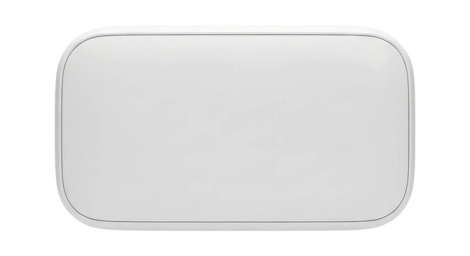 Minimalist white rectangular shape with rounded edges, isolated on a black background.