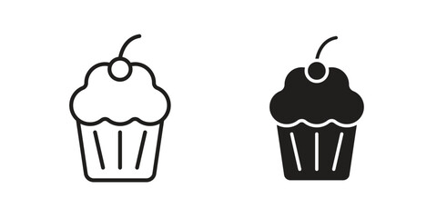 Cupcake icon flat black and white logo