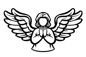 Angel with wings praying illustration