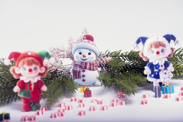 Christmas landscape with gifts and snow. Merry christmas and happy new year . Christmas celebration holiday background