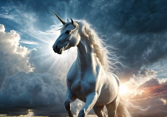 Fantasy Unicorn Rendered Surreal Ethereal Style Glowing Mane