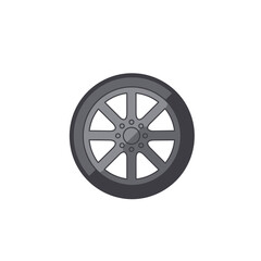 Obraz premium Gray Car Wheel with Eight Spokes and Dark Tire.