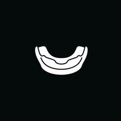 Minimalist Mouthguard Illustration on Black Background for Sports Safety.